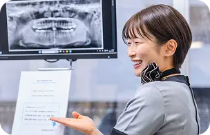 レントゲン画像を用いた分かりやすい歯科診断。最新設備による正確な状況説明。